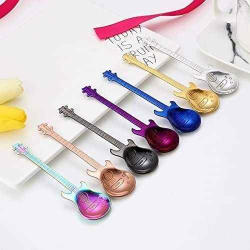 Gift for Guitar lover Guitar Coffee Teaspoons, 7pcs Colorful Stainless  Steel Musical Coffee Spoons - SilenceBan Music store