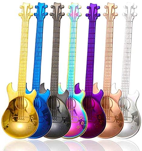 Gift for Guitar lover Guitar Coffee Teaspoons, 7pcs Colorful Stainless Steel Musical Coffee Spoons - SilenceBan Music store