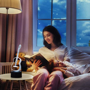 Guitar 3D Illusion Lamp Night Light Beside Table Lamp, Jawell 16 Colors Auto Changing Touch Switch Desk Decoration Lamps Birthday Gift with Remote Control - SilenceBan Music store