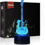 Guitar Night Lights 3D Illusion Bedside Table Lamp 16 Colours Changing Sleeping Lighting
