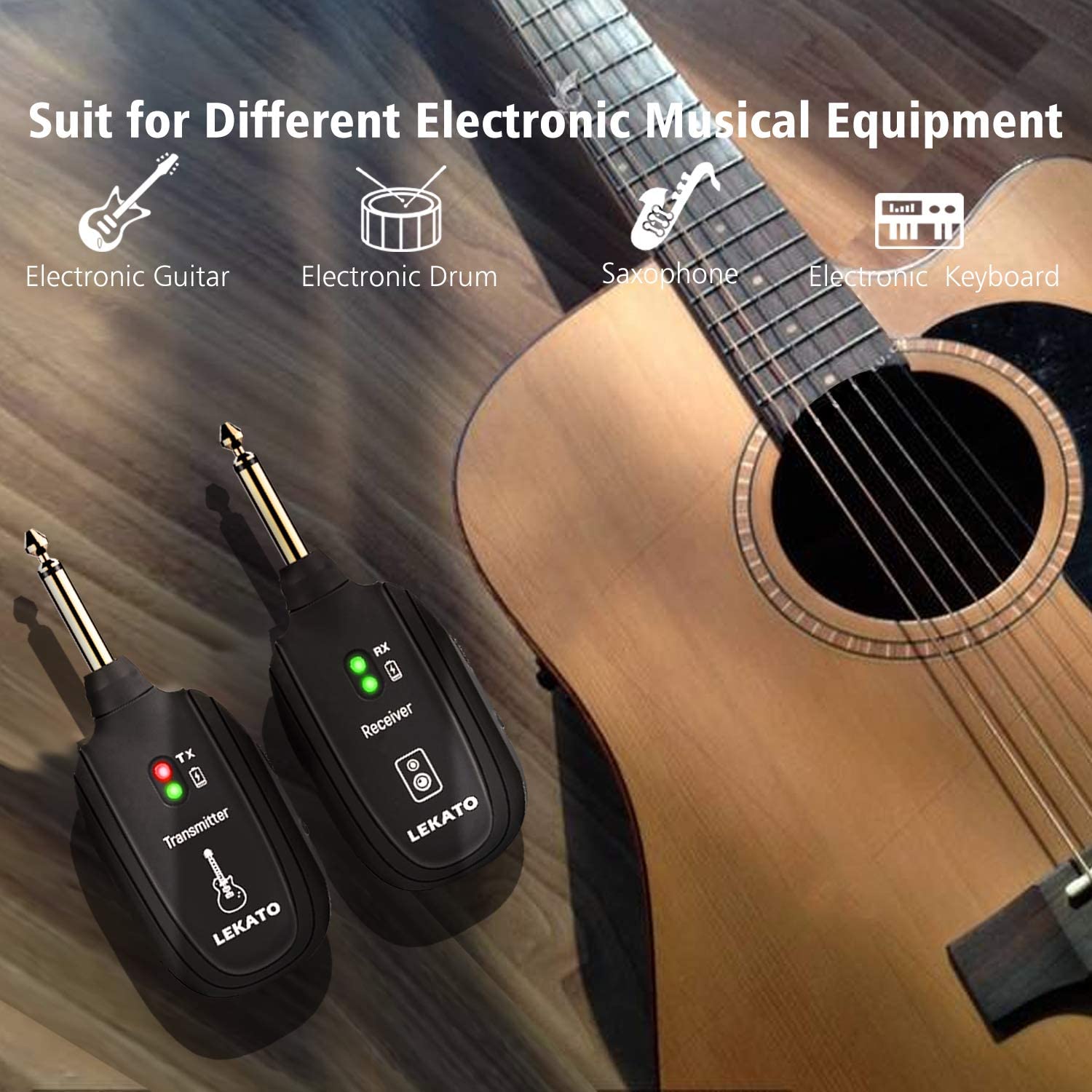 Silenceban  Wireless Guitar Transmitter Receiver Set 730mhz 50M Range for Electric Guitar