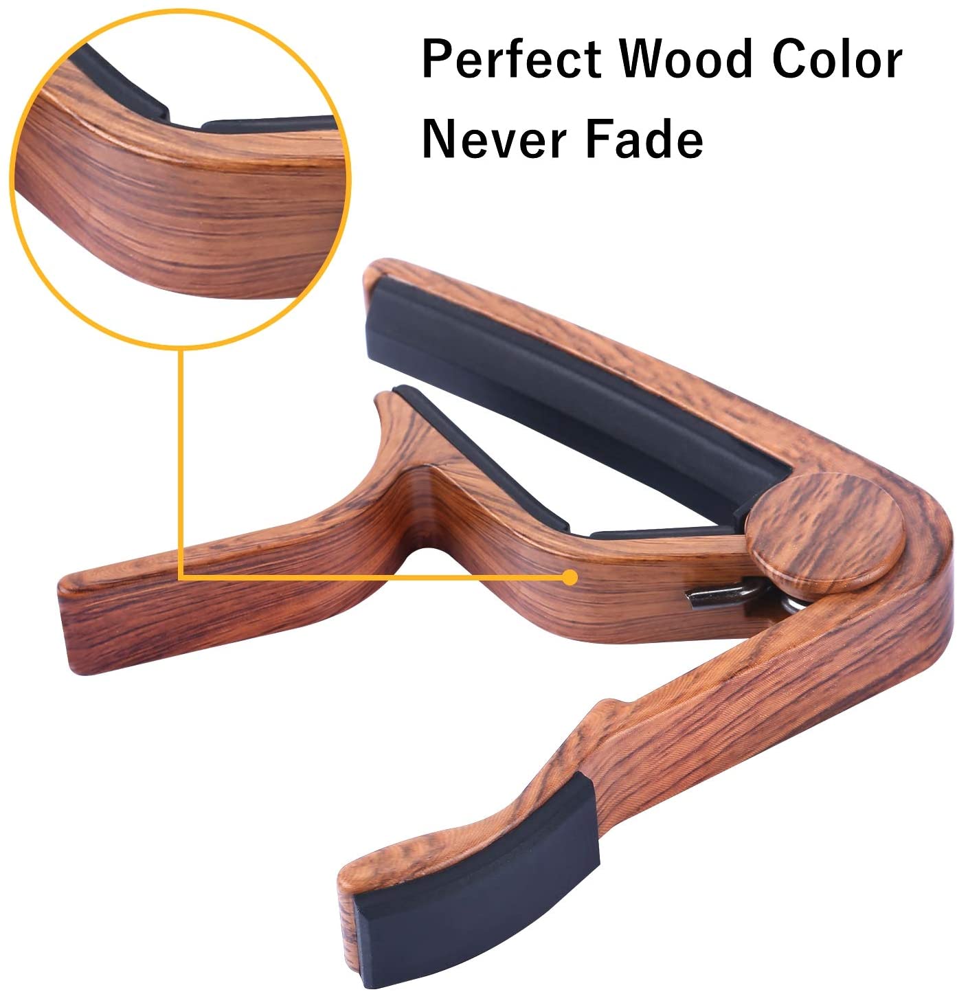 Guitar Capo for Acoustic Guitar,Ukelele, Electric Guitar,Bass with Wood Color Guitar Picks (Mirabow color) - SilenceBan Music store