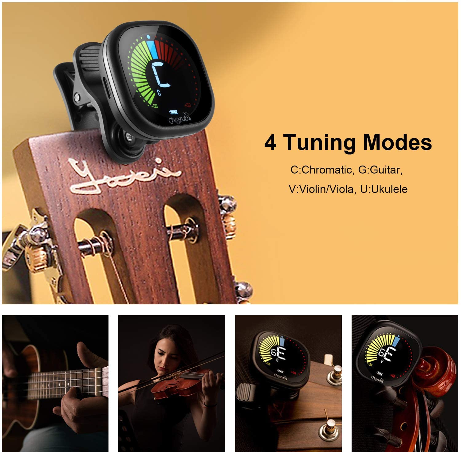 Guitar Tuner USB Rechargeable Clip-on Digital Tuner with Display - SilenceBan Music store