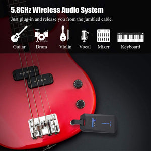 5.8GHz Wireless Guitar System Rechargeable Audio Guitar System Wireless Digital Transmitter Receiver Set for Electric Guitar Bass