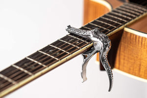 Silenceban  acoustic electric guitar quick change Silver crocodile trigger capo - SilenceBan Music store