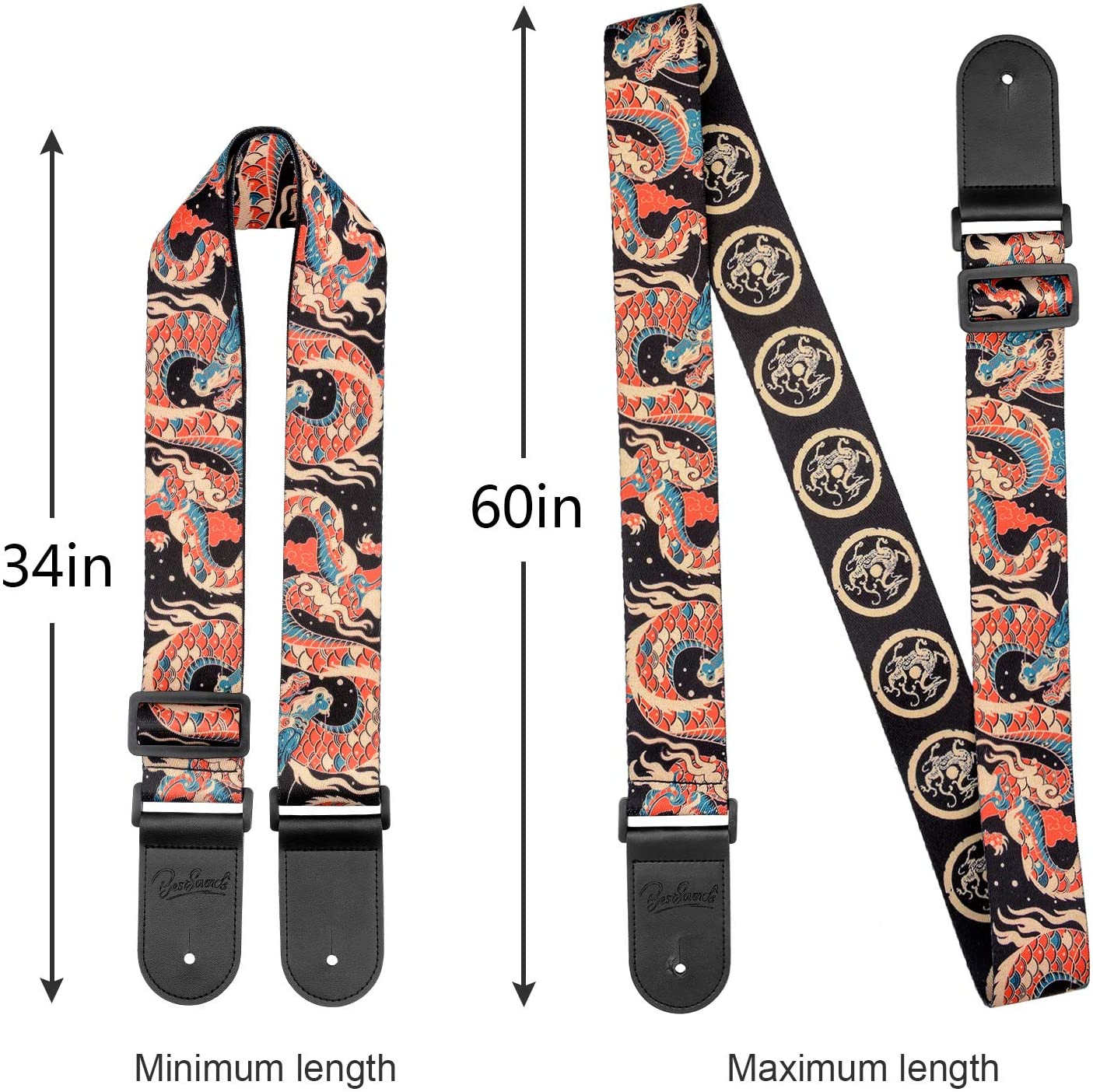 Guitar Strap, Unique"Azure Dragon" Shoulder Strap - SilenceBan Music store