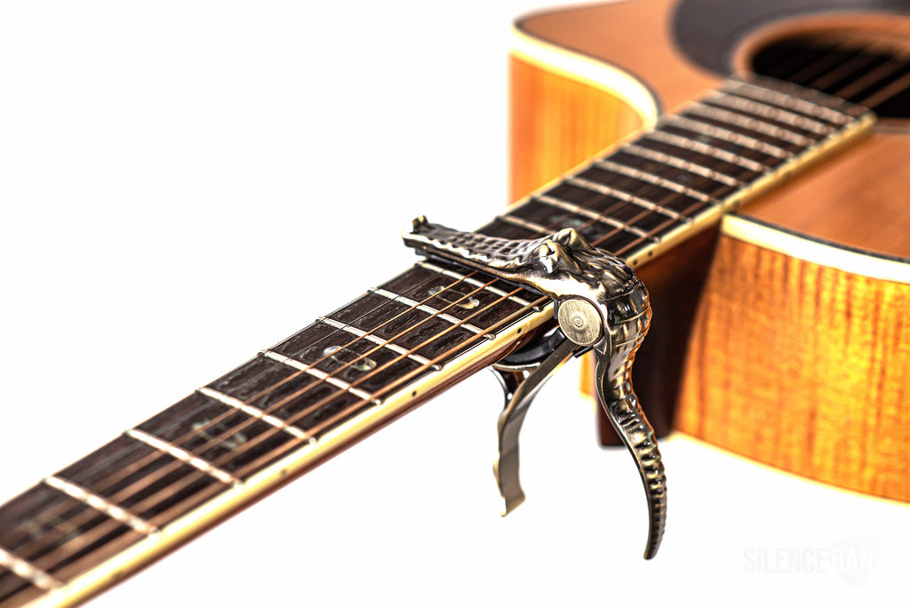 Silenceban™ quick change trigger Gold Crocodile capo  for guitar - SilenceBan Music store