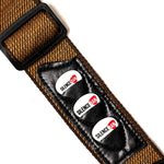 Silenceban™ Adjustable Brown Guitar Shoulder Cotton Strap with capo and pics - SilenceBan Music store