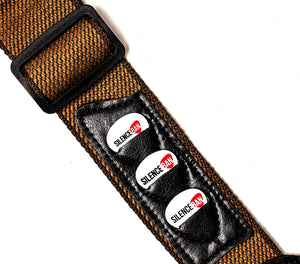 Silenceban™ Adjustable Brown Guitar Shoulder Cotton Strap with capo and pics - SilenceBan Music store