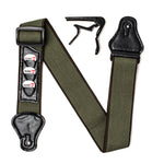 SILENCEBAN Adjustable Green Khaki Guitar Strap 3-in-1 Bundle capo and 3 picks - SilenceBan Music store